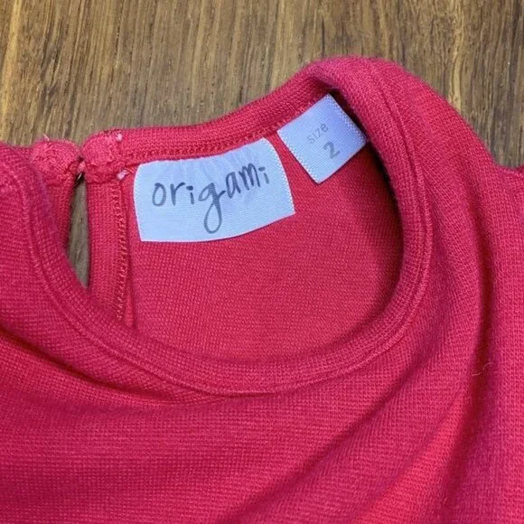 ORIGAMI Drop Waist Party Dress Girls 2 2T Red Holidays Christmas Toddler Girl - Picture 4 of 5